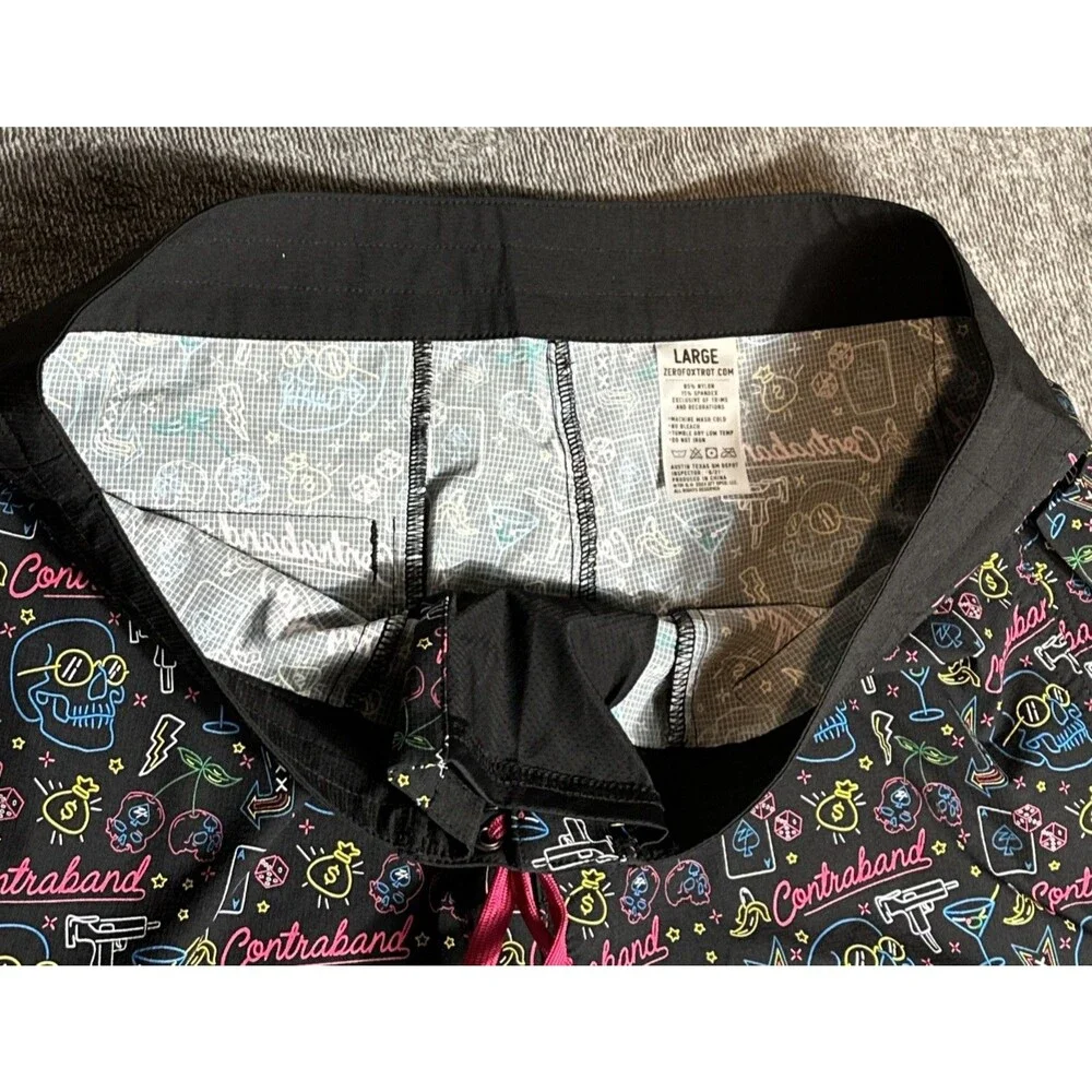 Zero Foxtrot Contraband Ripstop Board Shorts 7” Mens L Unlined Skulls Neon 2024